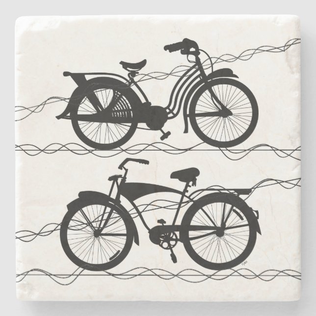 Bicycle Bicycle Black 1 Stone Coaster (Front)