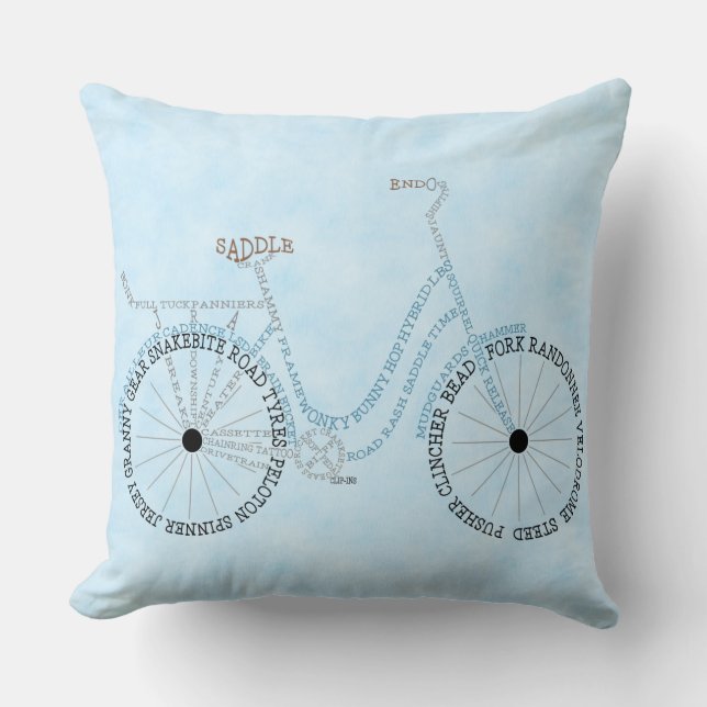 Bicycle Bike Biking Cycling Word Art Cushion (Front)