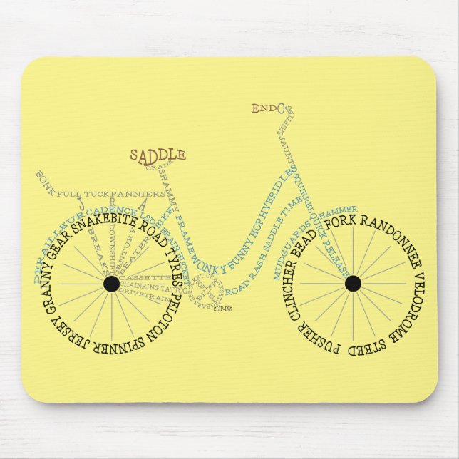 Bicycle Bike Biking Cycling Word Art Mouse Mat (Front)