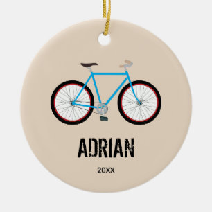Bicycle Bike Design Custom Name Year Ceramic Tree Decoration