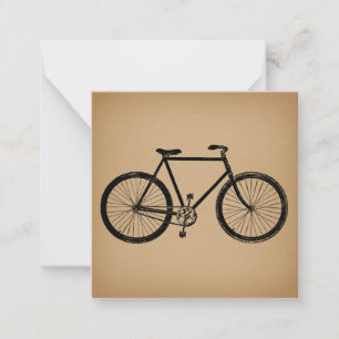 Bicycle Bike Illustration Vintage Brown Cycling Card