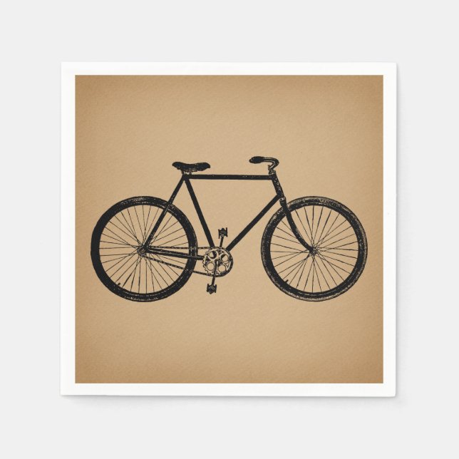 Bicycle Bike Illustration Vintage Brown Cycling Napkin (Front)