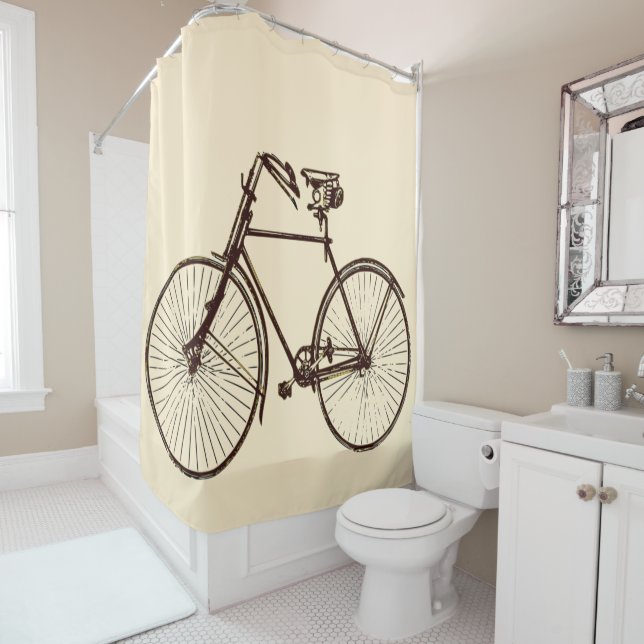 bicycle bike oatmeal cream brown Shower curtain (In Situ)