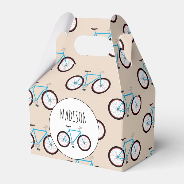 Bicycle Bike Pattern Custom Name Favour Box (Front Side)
