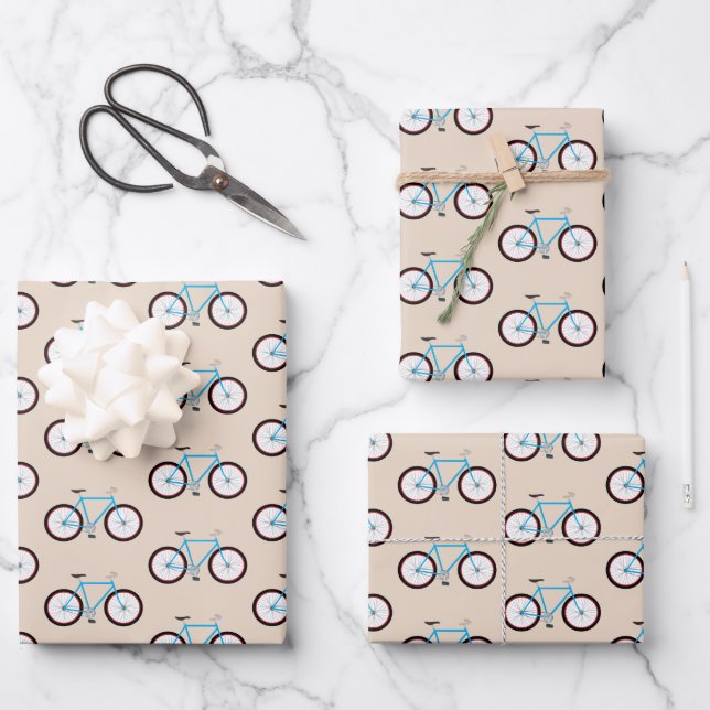 Bicycle Bike Pattern  Wrapping Paper Sheet (Front)
