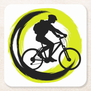 Bicycle / Bike Riding Fun in the Summer Square Paper Coaster