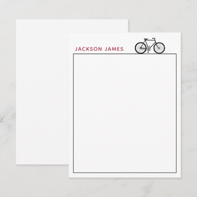 Bicycle Bike simple modern black white red Card (Front/Back)
