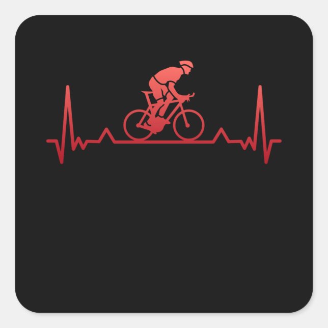 Bicycle Biking Heartbeat Cycling Gift Square Sticker (Front)