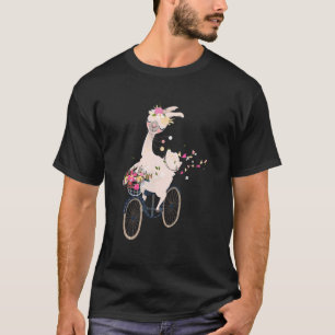 Bicycle biking Llama Alpaca Boy Girl Kids T-Shirt