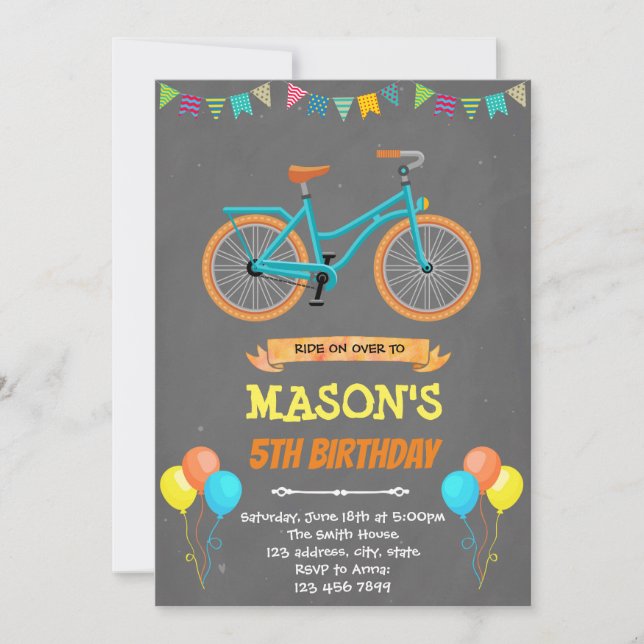Bicycle birthday invitation (Front)