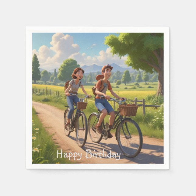 Bicycle Birthday Napkin (Front)
