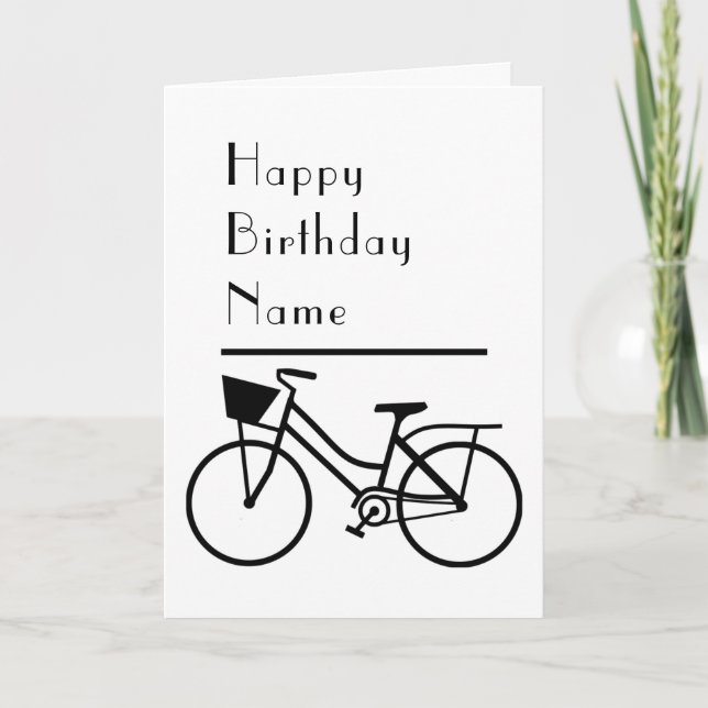 Bicycle Black and White Minimal Birthday Card (Front)