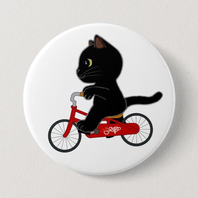 Bicycle Black Cat 7.5 Cm Round Badge (Front)