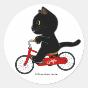 Bicycle Black Cat Classic Round Sticker