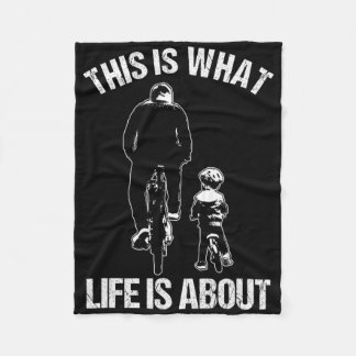 Bicycle Bmx Cyclist Father And Son Child Cyclist B Fleece Blanket