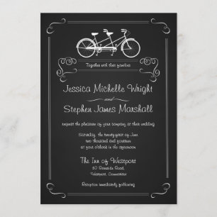 Bicycle Built for 2 Chalkboard Wedding Invitations