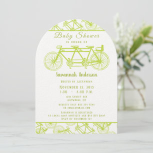 Bicycle built for 3 Retro Lime Bicycle Baby Shower Invitation