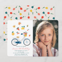 Bicycle Butterflies Fruits Photo Girl Birthday