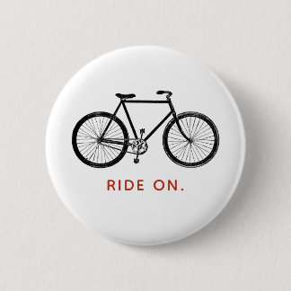 Bicycle Button, Ride on 6 Cm Round Badge