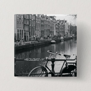 Bicycle by Canal 15 Cm Square Badge