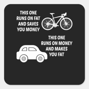 Bicycle Car Saving Money Cycling Cyclist Square Sticker