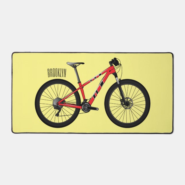 Bicycle cartoon illustration desk mat (Front)