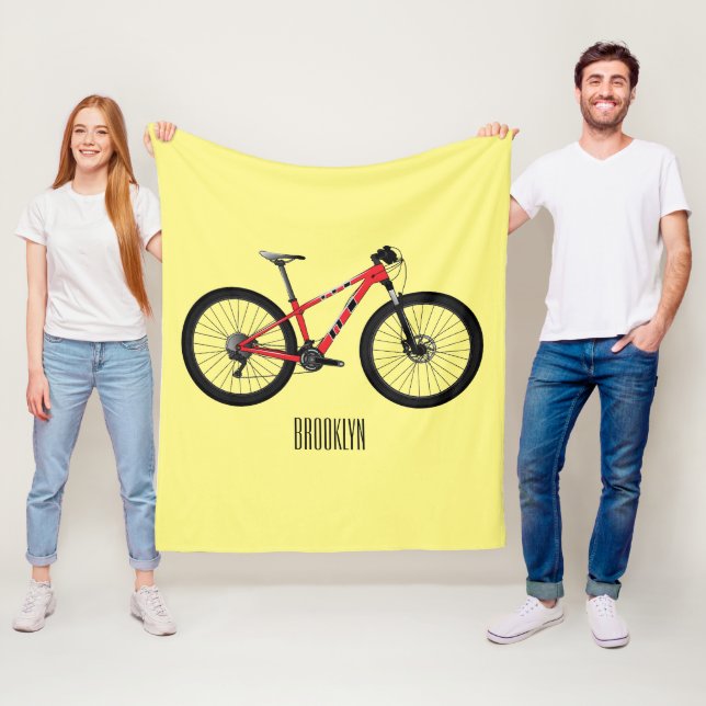 Bicycle cartoon illustration fleece blanket (In Situ)