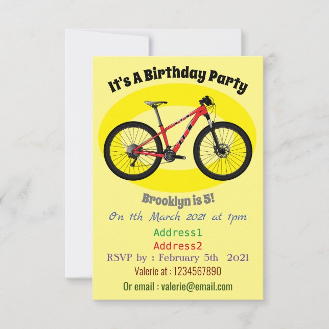 Bicycle cartoon illustration invitation (Front)