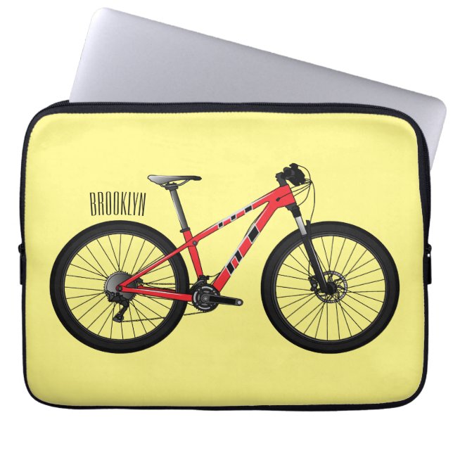 Bicycle cartoon illustration laptop sleeve (Front)