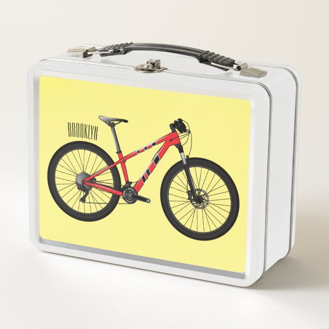Bicycle cartoon illustration metal lunch box (Front)