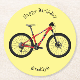 Bicycle cartoon illustration round paper coaster