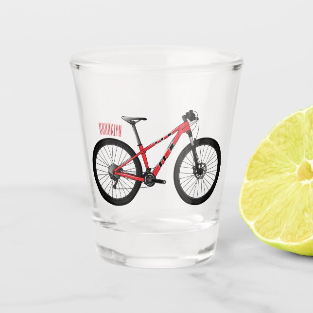 Bicycle cartoon illustration shot glass (Front)