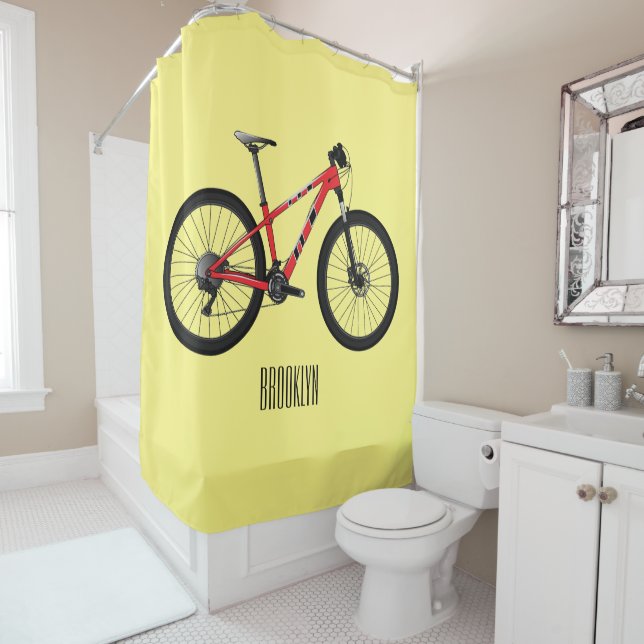 Bicycle cartoon illustration shower curtain (In Situ)
