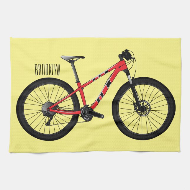 Bicycle cartoon illustration tea towel (Horizontal)