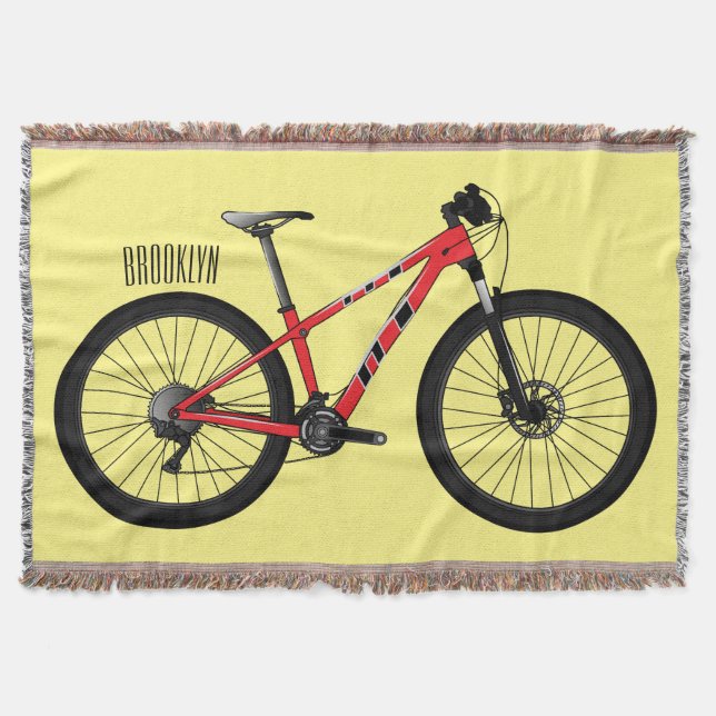Bicycle cartoon illustration throw blanket (Front)