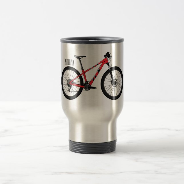 Bicycle cartoon illustration travel mug (Center)
