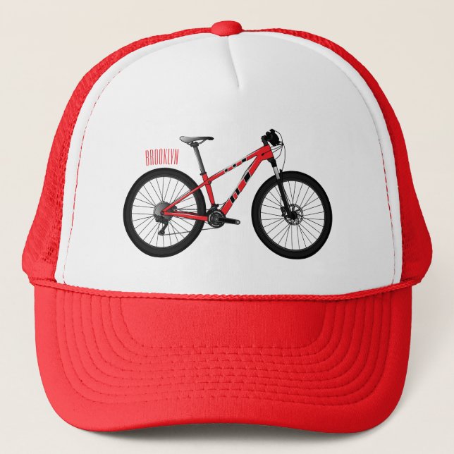 Bicycle cartoon illustration trucker hat (Front)