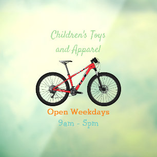 Bicycle cartoon illustration window cling