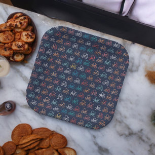 Bicycle Cartoon Pattern Paper Plate