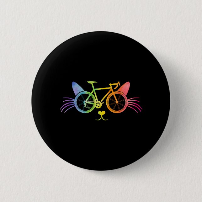 Bicycle Cat Lgbt 6 Cm Round Badge (Front)