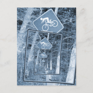 Bicycle Caution Traffic Sign Postcard