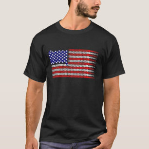 Bicycle Chain Flag USA T-Shirt