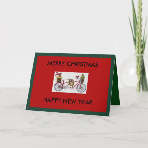 Bicycle Christmas and New Year greeting card
