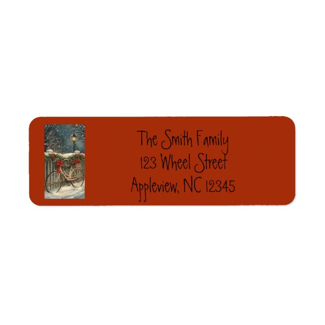 Bicycle Christmas Holiday Address Label  (Front)