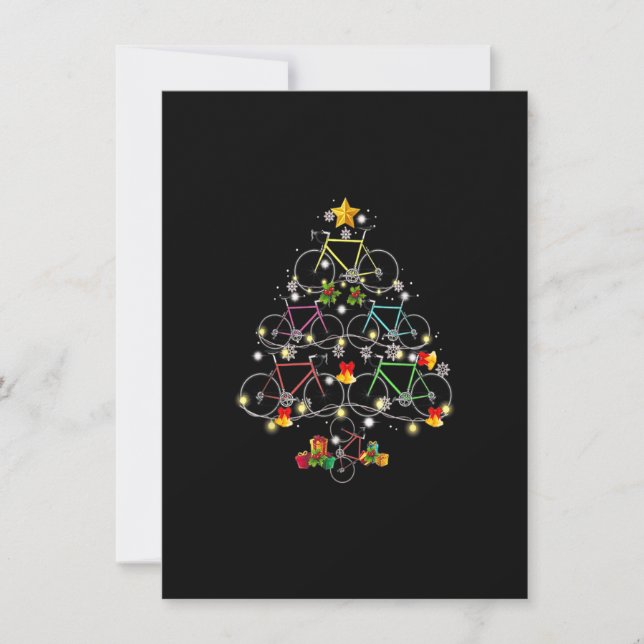 Bicycle Christmas Lights Tree Decoration Xmas Snow Invitation (Front)