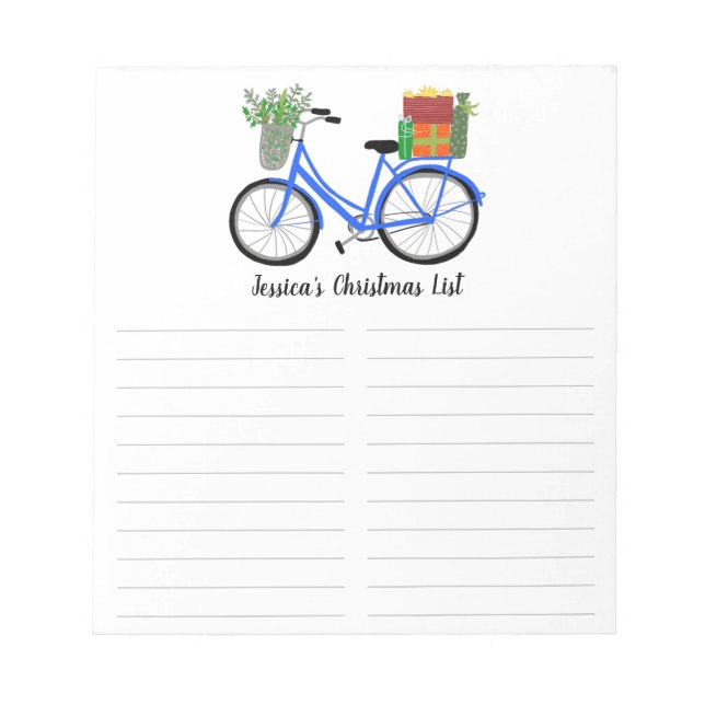 Bicycle Christmas Shopping List CUSTOM Holiday Notepad (Front)