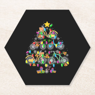 Bicycle Christmas Tree Funny Biker Bicyclist Paper Coaster