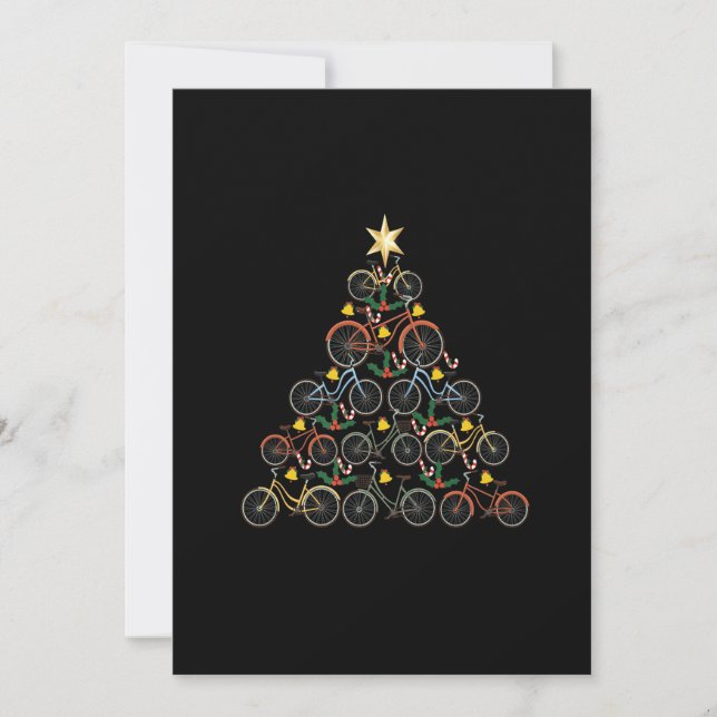 Bicycle Christmas Tree Funny Biker Bicyclist Xmas Holiday Card (Front)