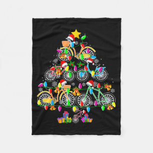 Bicycle Christmas Tree Funny Santa Bicycle Lover B Fleece Blanket