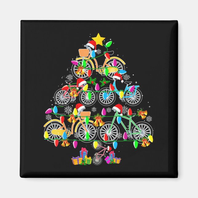 Bicycle Christmas Tree Funny Santa Bicycle Lover B Magnet (Front)
